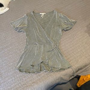 Caution to the Wind green and white shirt, size medium